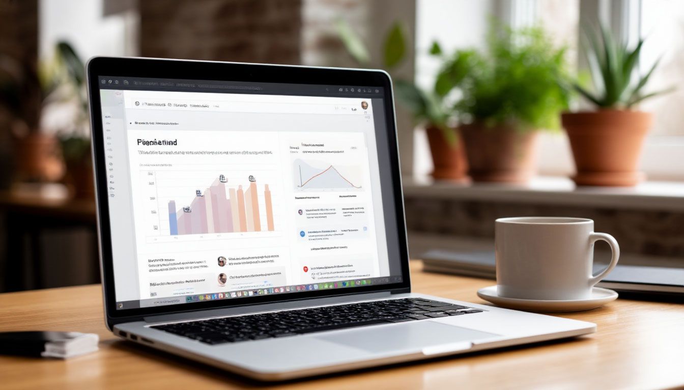 a laptop screen showing a presentation about modern influencing trends